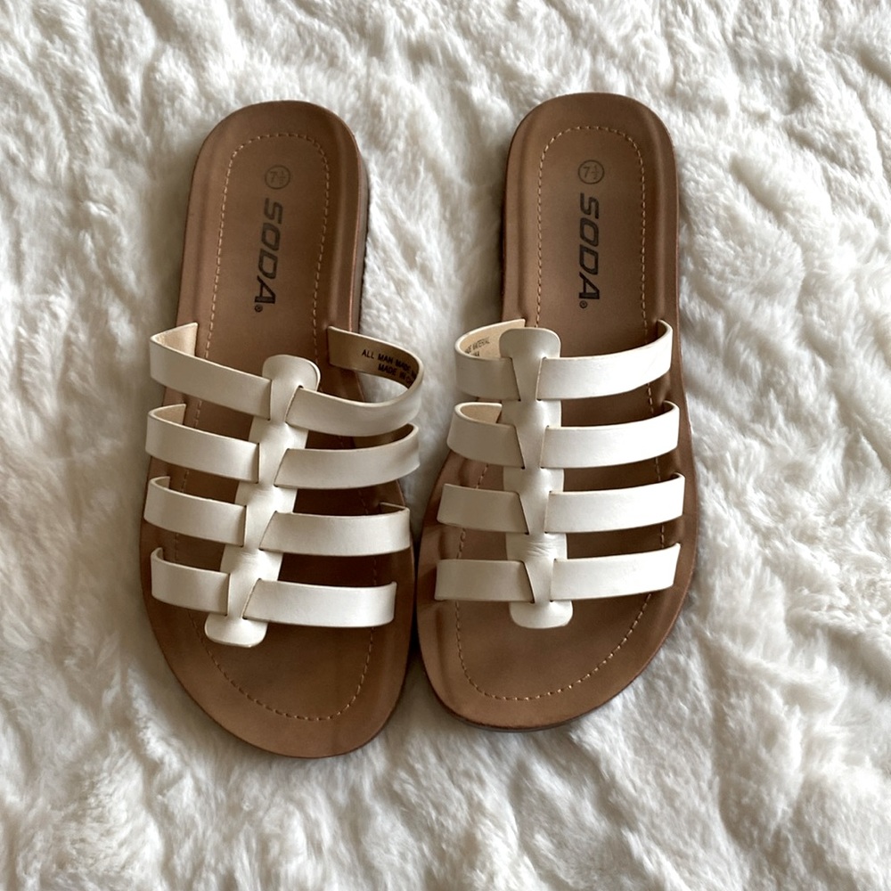 Soda White Strappy Sandles